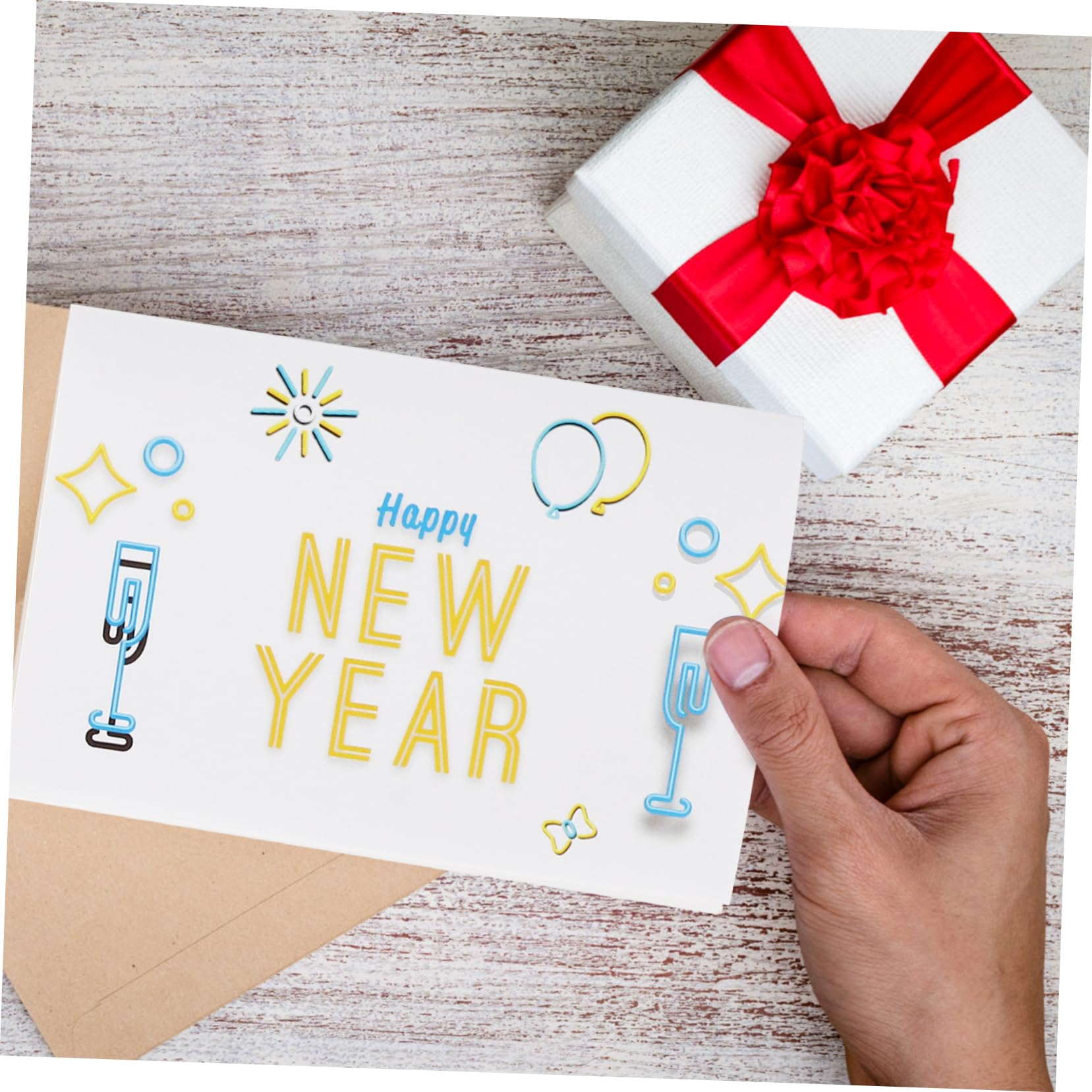 Lurrose 60 Sätze Grußkarte neujahr einladungskarte Nachrichtenkarten 2023 Weihnachtsdekoration karten mit umschlag faltkarten Nachrichtenkarten zum Neujahrstag Einladungskarten Papierstau