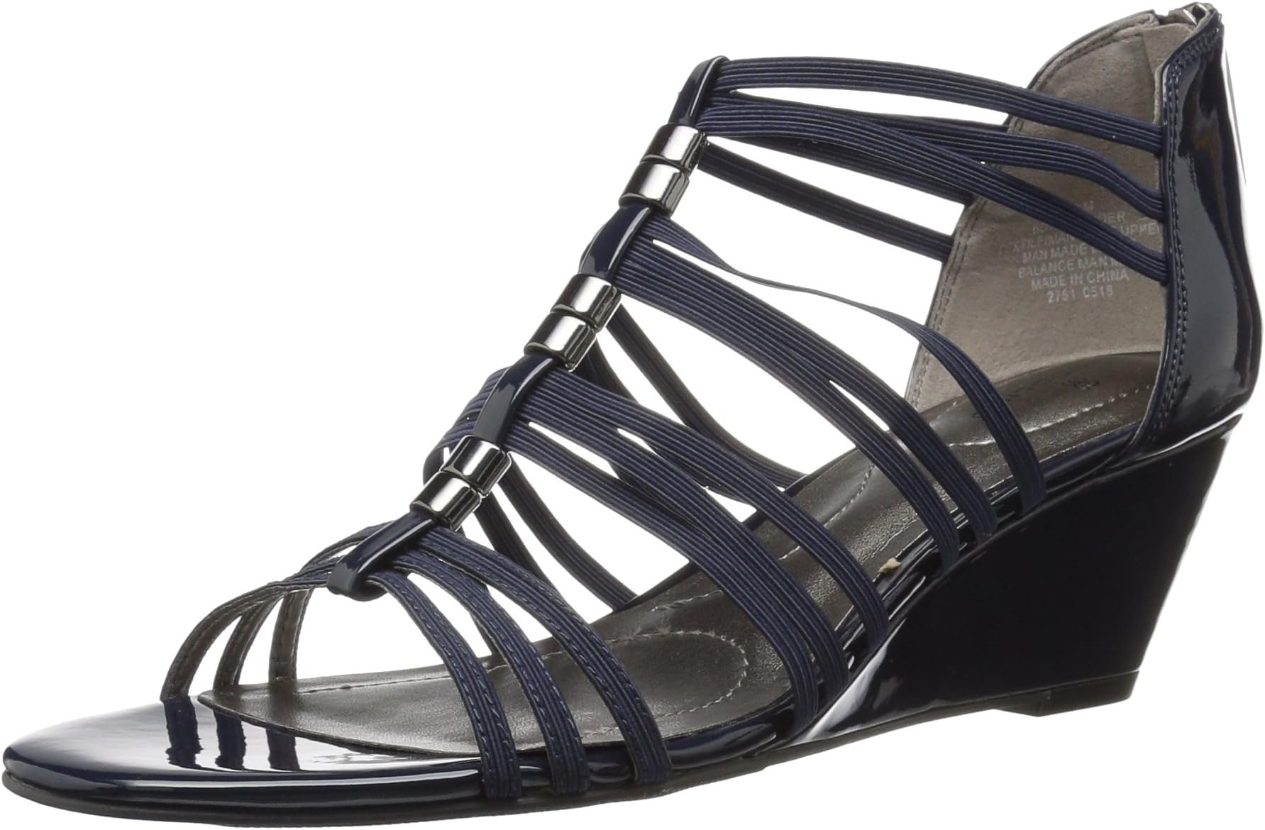 Bandolino Women's Oleander Wedge Sandal, Navy, 8