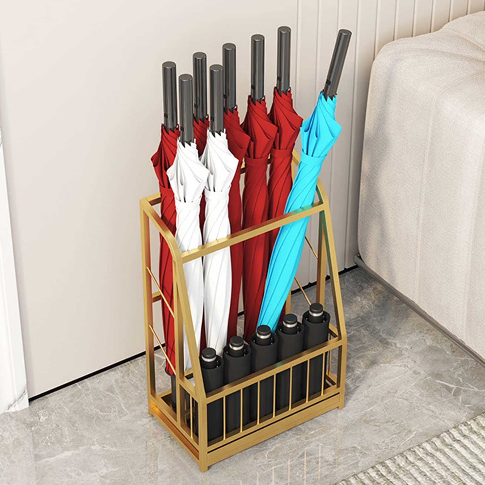 GYRAZXS Freestanding Umbrella Stand with Water Tray - Space-Saving Design for Entryway & Hallway, Holds Canes and Walking Sticks