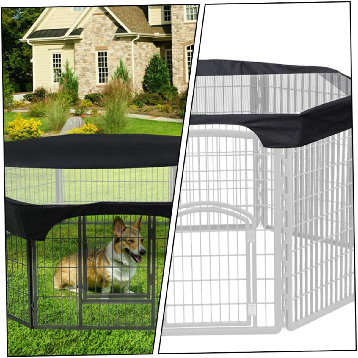 Dog Playpen Cover Outdoor Pet Kennel Roof Protective Shade with Sunblock Design for Indoor and Outdoor Use Rain Protection for Puppies and Dogs