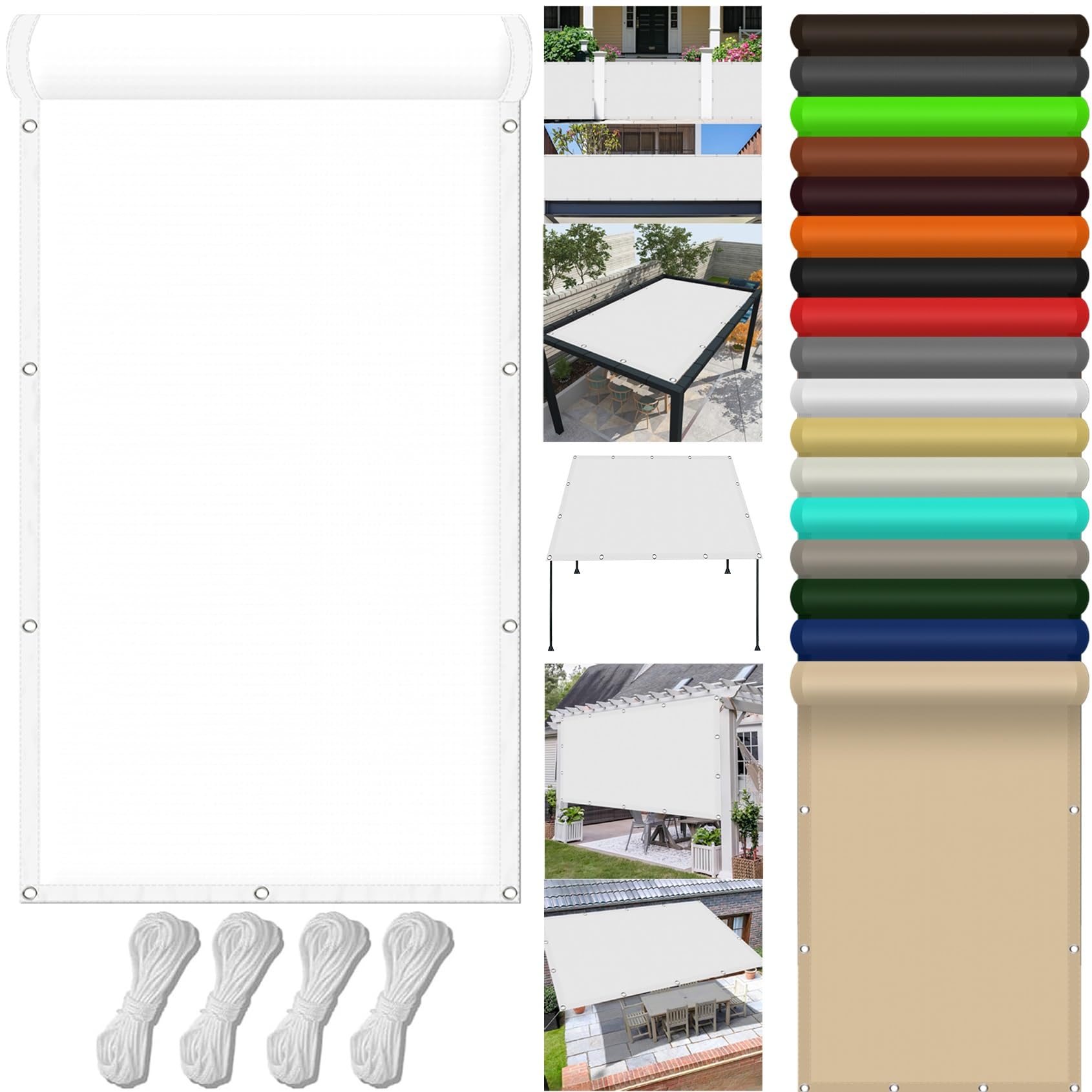 Voile d'ombrage pare-soleil 150 x 200 cm blanc extérieur anti-UV
