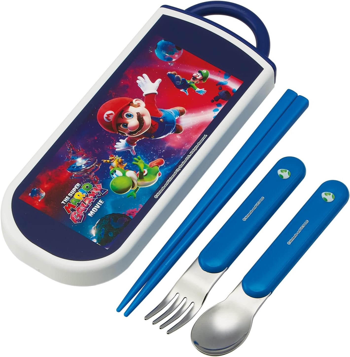 Skater TACC2-A Children's Trio Set Chopsticks, Spoon, Fork, 6.5 inches (16.5 cm), Super Mario, Galaxy, Boys
