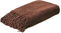 Yoenillo Rust Brown Chenille Throw Blanket 50x60 - Super Soft Cozy Fringe Tassel for Couch Bed Sofa, Stylish Decor Gift