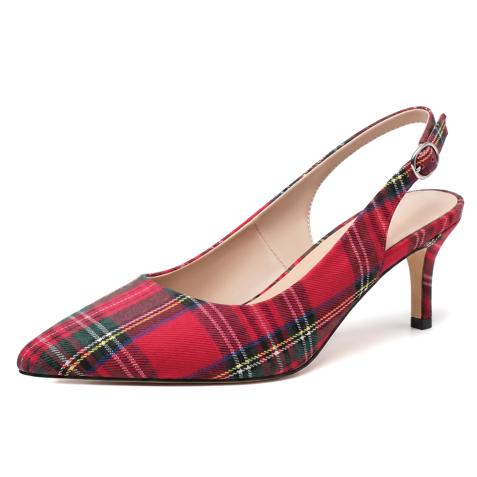 NUMALEO Kitten Heels for Women Pointed Toe Slingback Pumps | 2.5 Inch Close Toe Comfortable Pumps Wedding Party Casual Work Dress Shoes