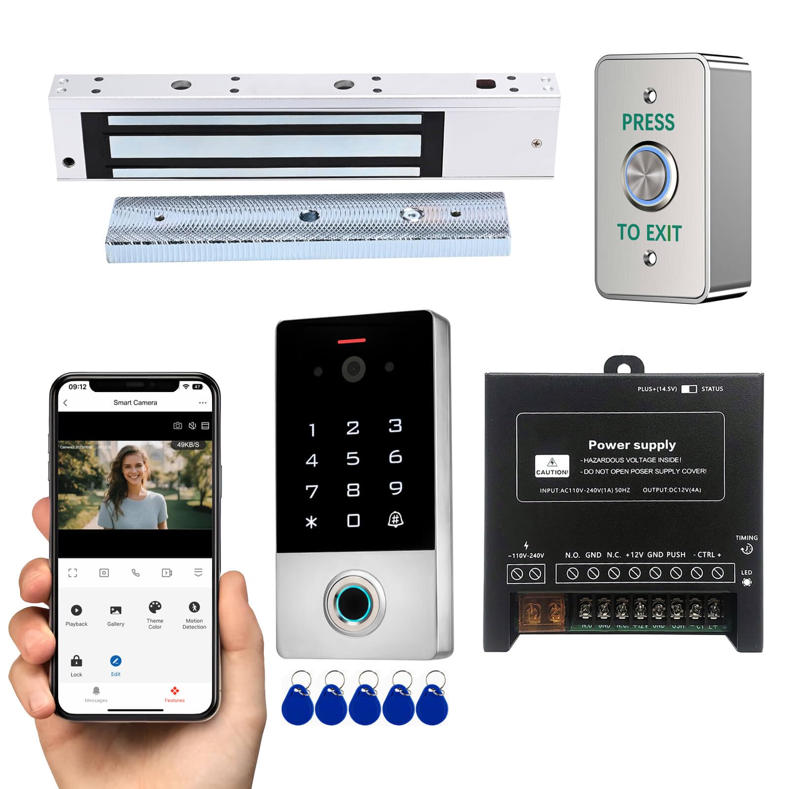 Smart Door Access Control System with Tuya APP Remote Video Intercom & Monitoring, Built-in Camera, 600lbs Magnetic Lock, IP68 Metal Keypad, Fingerprint/Password/ID Card Unlock-image-41