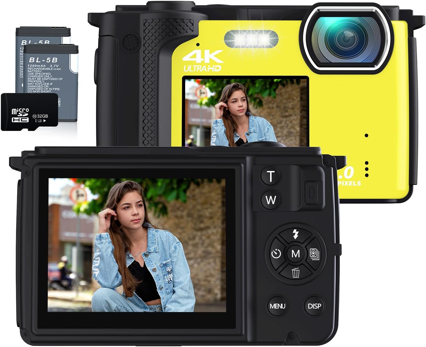 Digital Camera 4K 64MP, Vlogging Camera with Flash Selfie