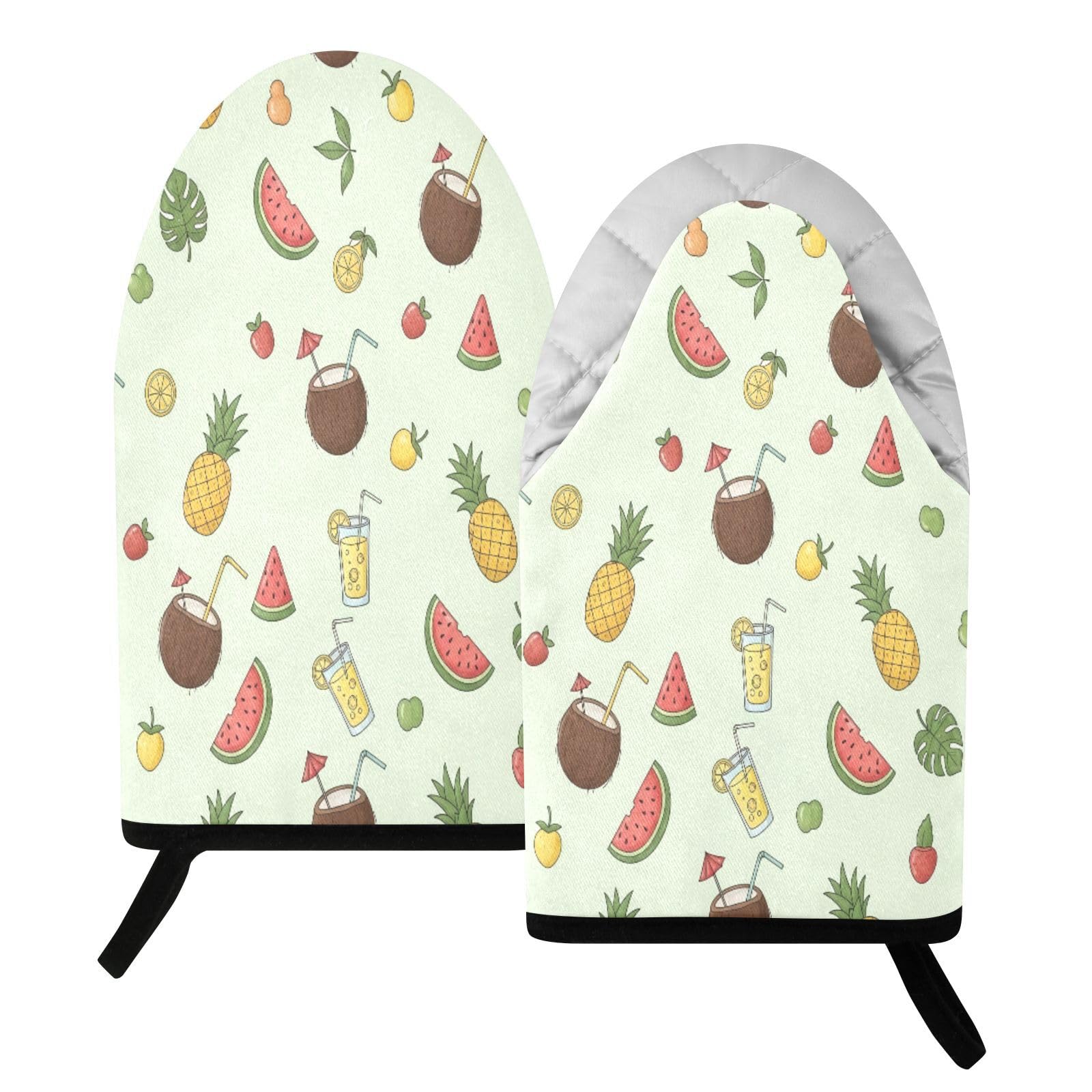 BURSTDDY Tropical Fruits Oven Mitt,Heat Resistant Kitchen Mitts for Cooking