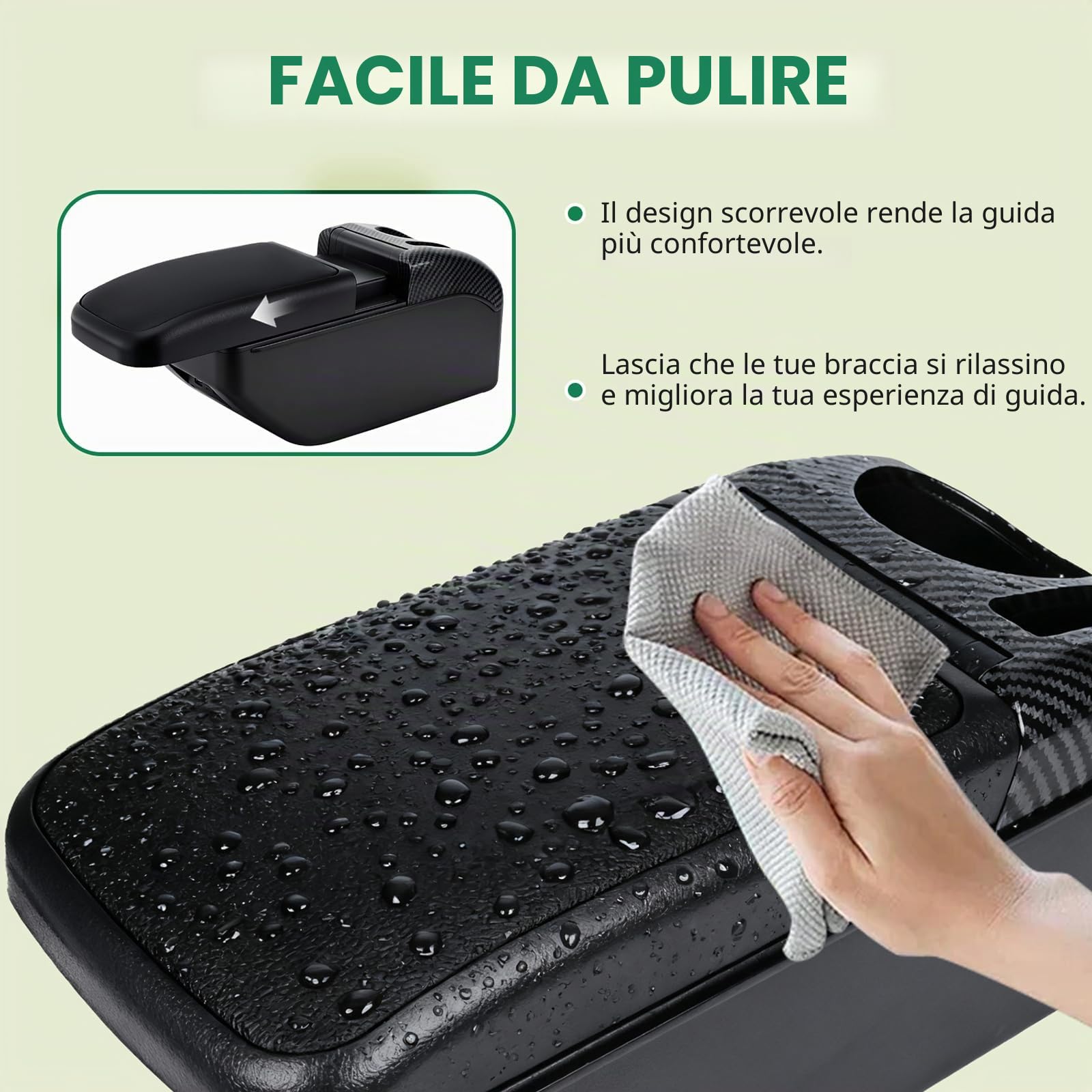 ZENVI Compatible with Ford Fiesta Braccioli 2008-2016 | Stile Nero,Braccioli,Console Centrale Organizer Immagazzinaggio Scatola,Utilizzabile Per Autisti Supporto Gomito