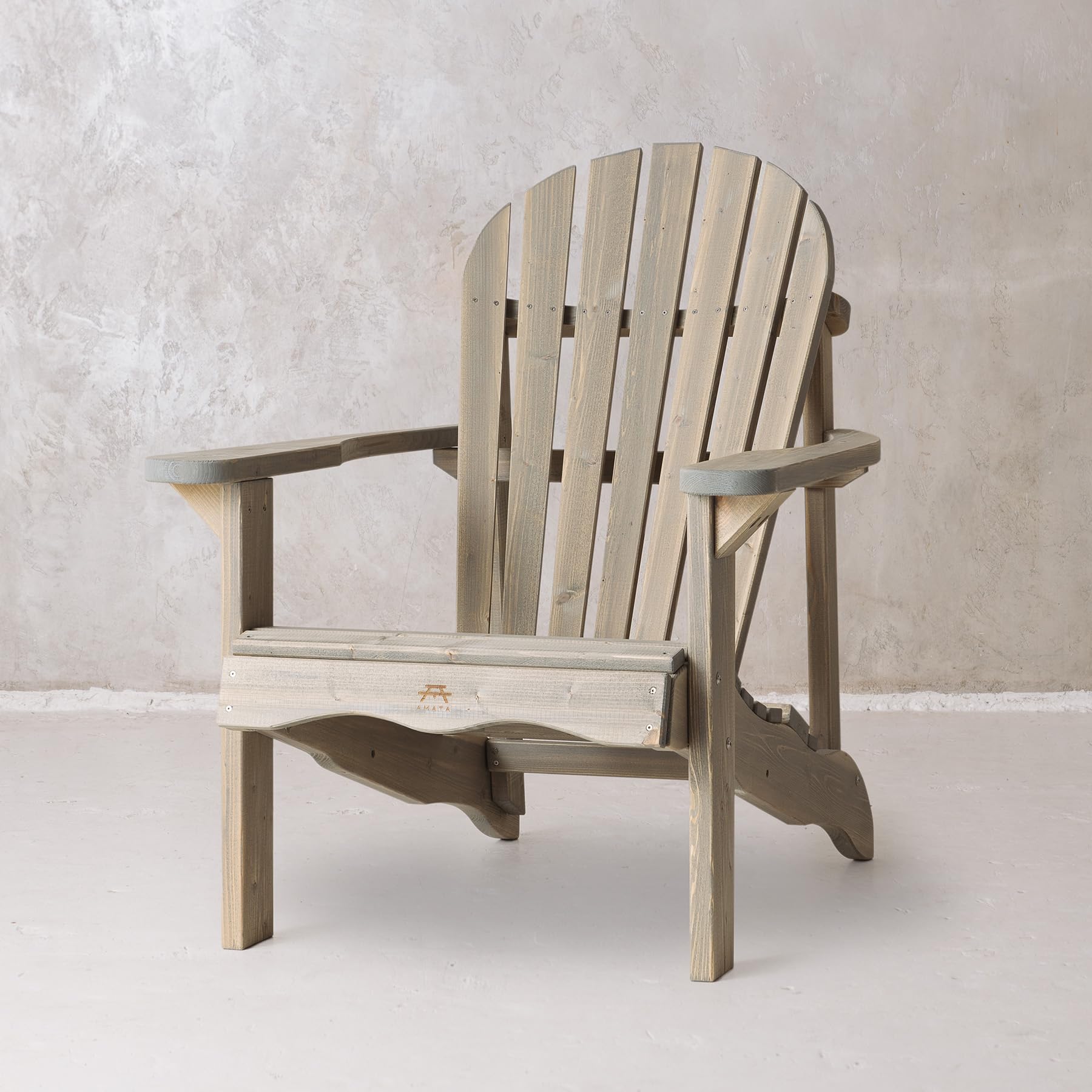 AMATA Sedia singola Adirondack per esterni, collezione UNGURS - Sedia in legno resistente alle intemperie per patio, cortile e giardino braciere - ergonomica e resistente, design senza tempo (grigio)
