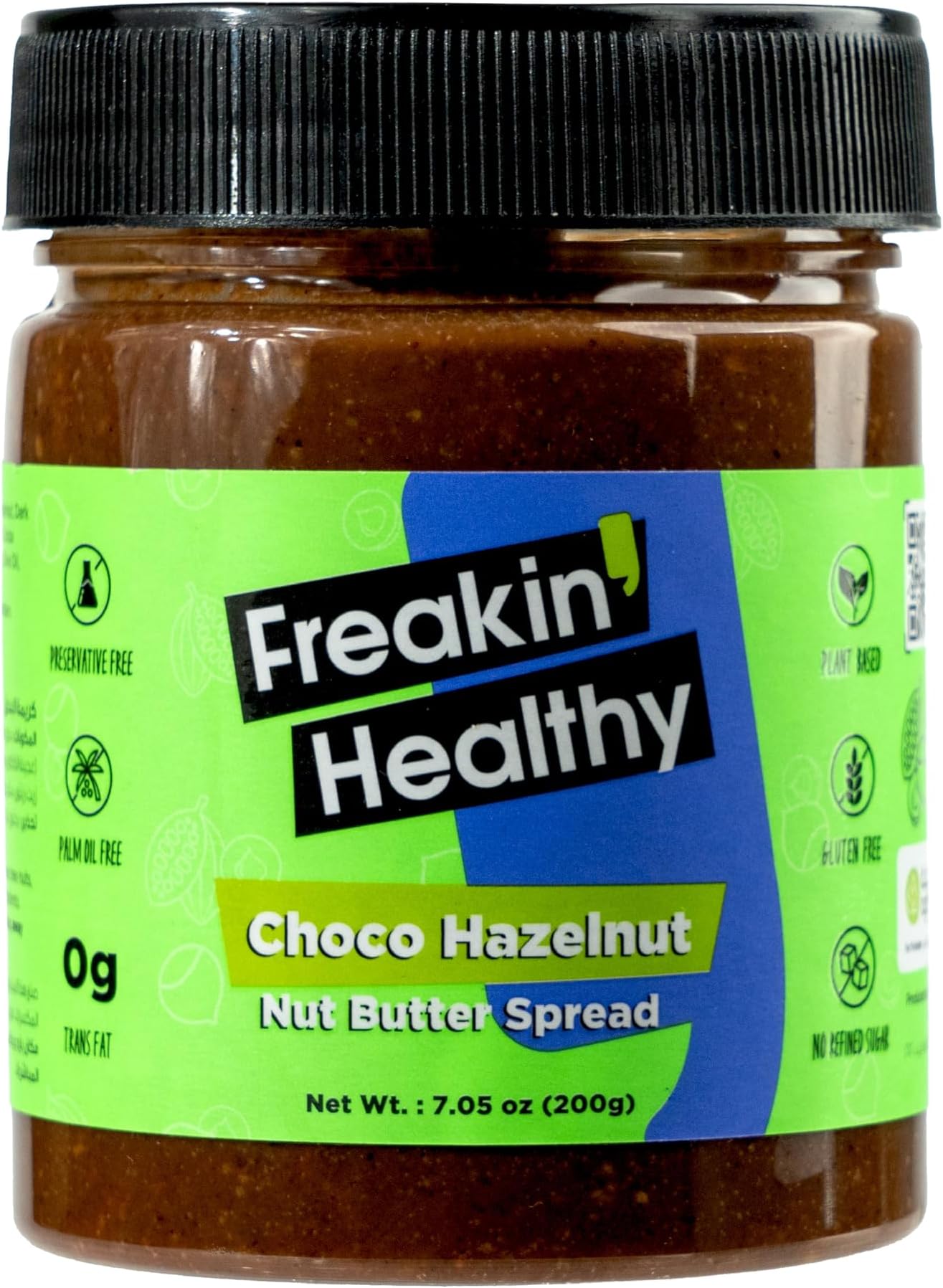 Freakin Healthy Chocolate Hazelnut Nut Butter Spread 200g – Creamy Natural Ingredients, Great for Breakfast or Snacks