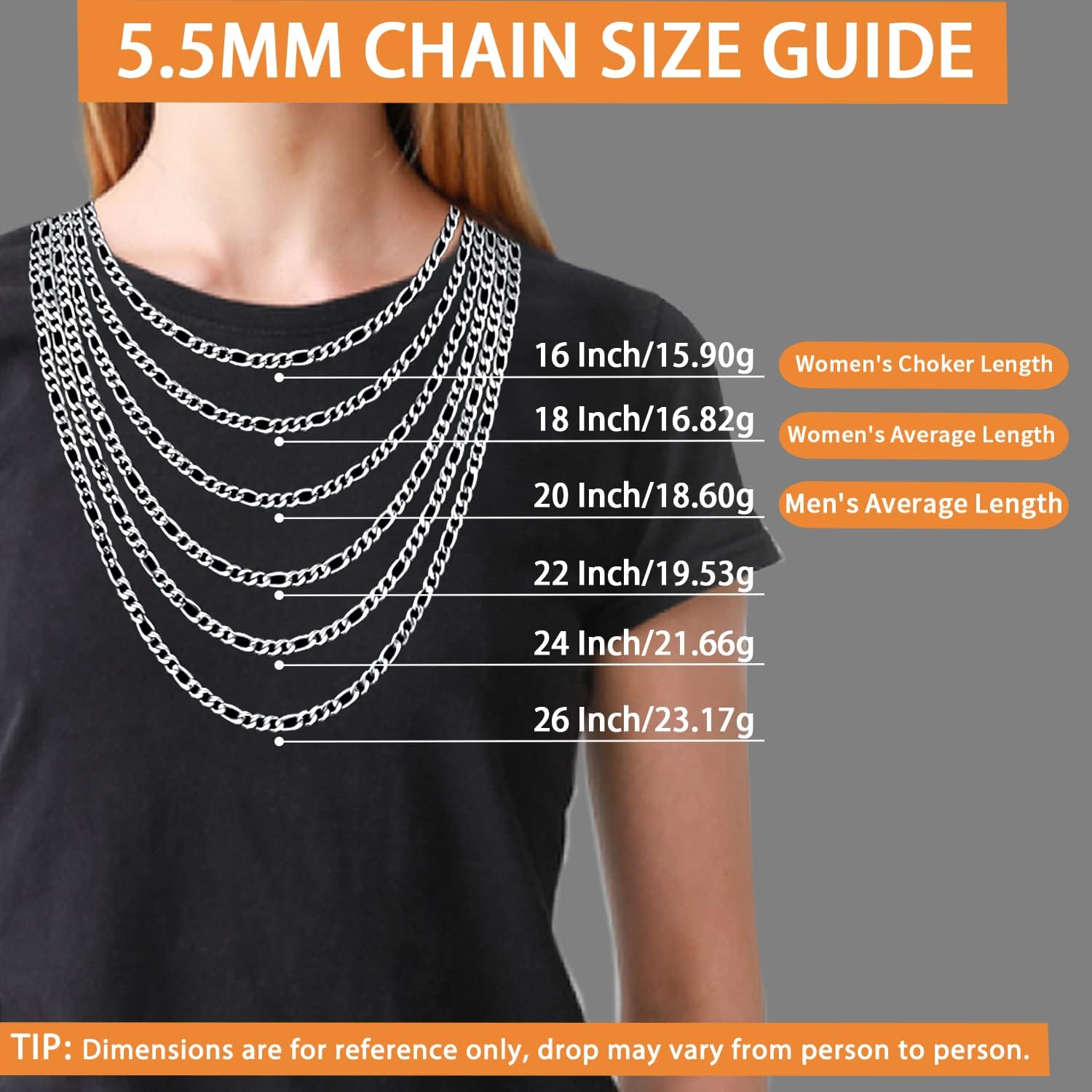 Miniatura 3 de Jewlpire Silver Chain Gold Chain for Men Boys, 14k Gold Plated Men's Necklaces Figaro Chain 5.5mm7mm Mens Chain 161820222426 inch