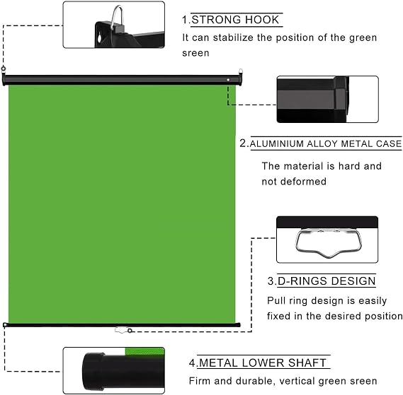 EMART Retractable Green Screen 75 x 79 Inch Collapsible Pull Down Chromakey
