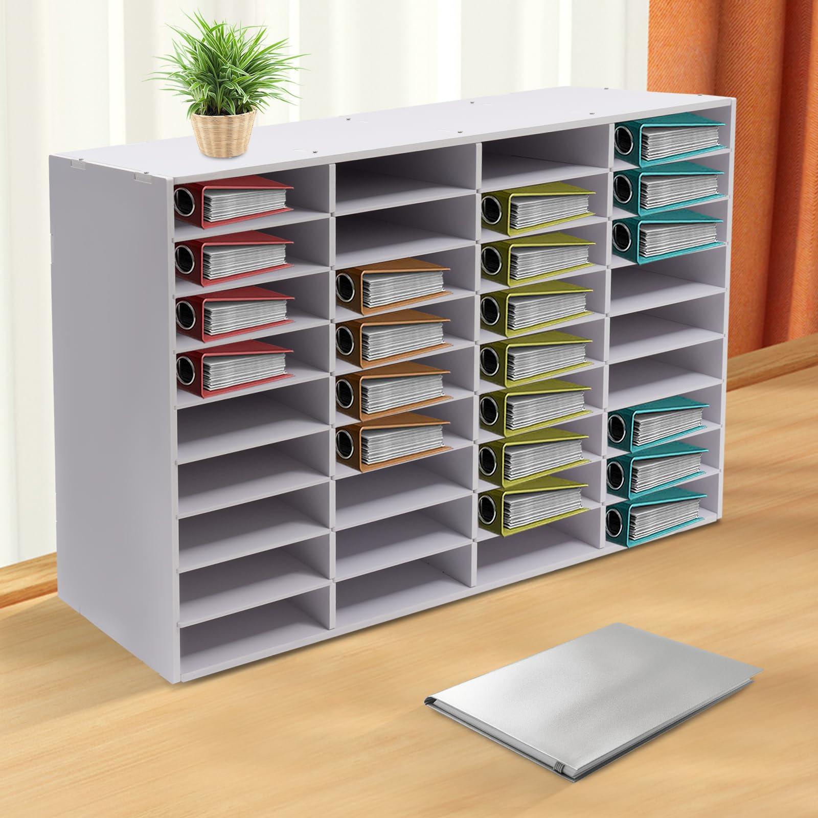 24/36 FäCher Literatur Organizer Dokument Datei Rack BüRo Postfach Halter Briefablage Schreibtisch Aktenhalter Briefkasten Dokumentenablage MDF Zum Ordnen von Büchern Mappen (36Schlitze Weiß)