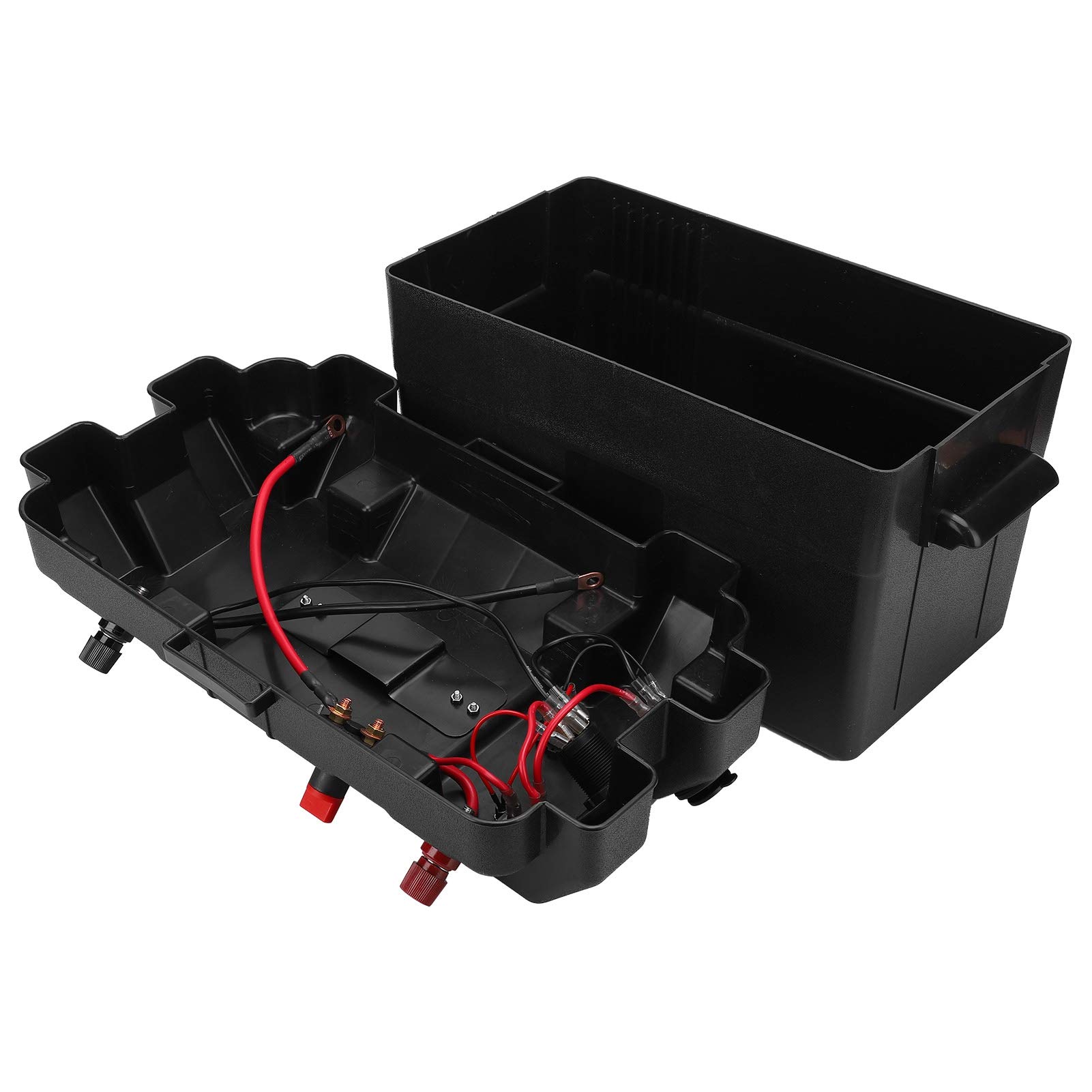 Skrzynki Akumulatorowe 12V 24V, Materiał PP Inteligentne Opakowanie na Baterie Power Center z Gniazdami Woltomierza USB Zewnętrzny Tester Akumulatorów do łodzi, Kajaków i Kajaków