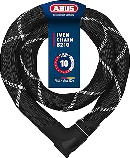 ABUS Iven Chain 8210 Chain Lock, Hardened Steel Bicycle Lock, Synthetic Fibre Coated, ABUS Security Level 10