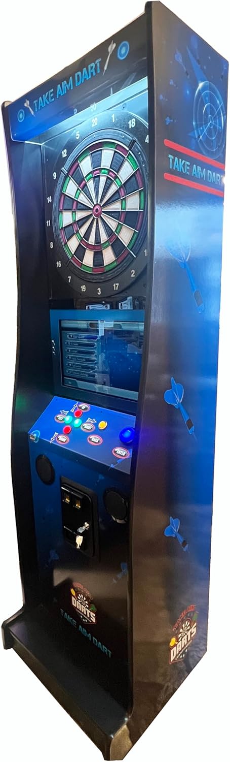 Heavy Duty Electronic Coin Operated Take Aim Dart Machine with 23" Monitor for Home and Business, You Can Set It On Free Play Or to Take Coins
