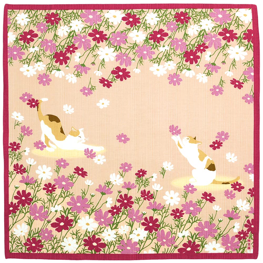 Amazon｜濱文様 絵小布（風呂敷 50cm） 秋桜とごきげん猫｜濱