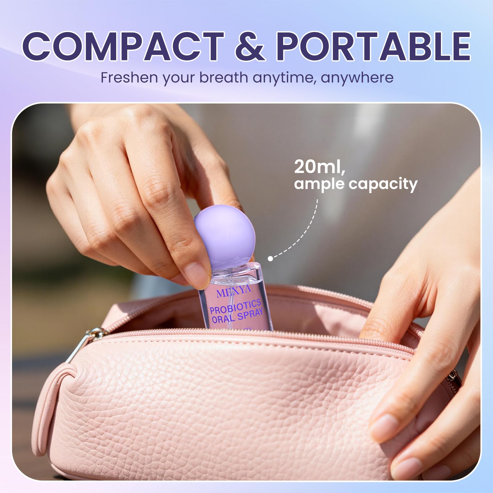 2-Pack Probiotic Oral Spray for Long-Lasting Fresh Breath, Alcohol-Free Fresh Breath Spray with Dual Cooling Mint, Travel-Sized Mouth Freshener for On-the-Go Use