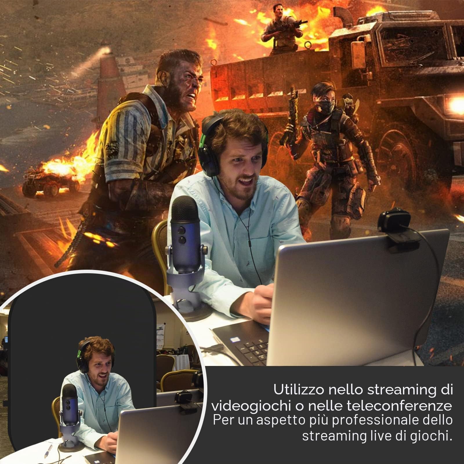 NEEWER Fondali Chromakey, Schermo Nero e Schermo Bianco a Doppia Faccia, Sfondo Pieghevole e Reversibile 2 in 1 per Fotografia, Giochi e Streaming Live, 1,5m × 2m (Nero/Bianco)