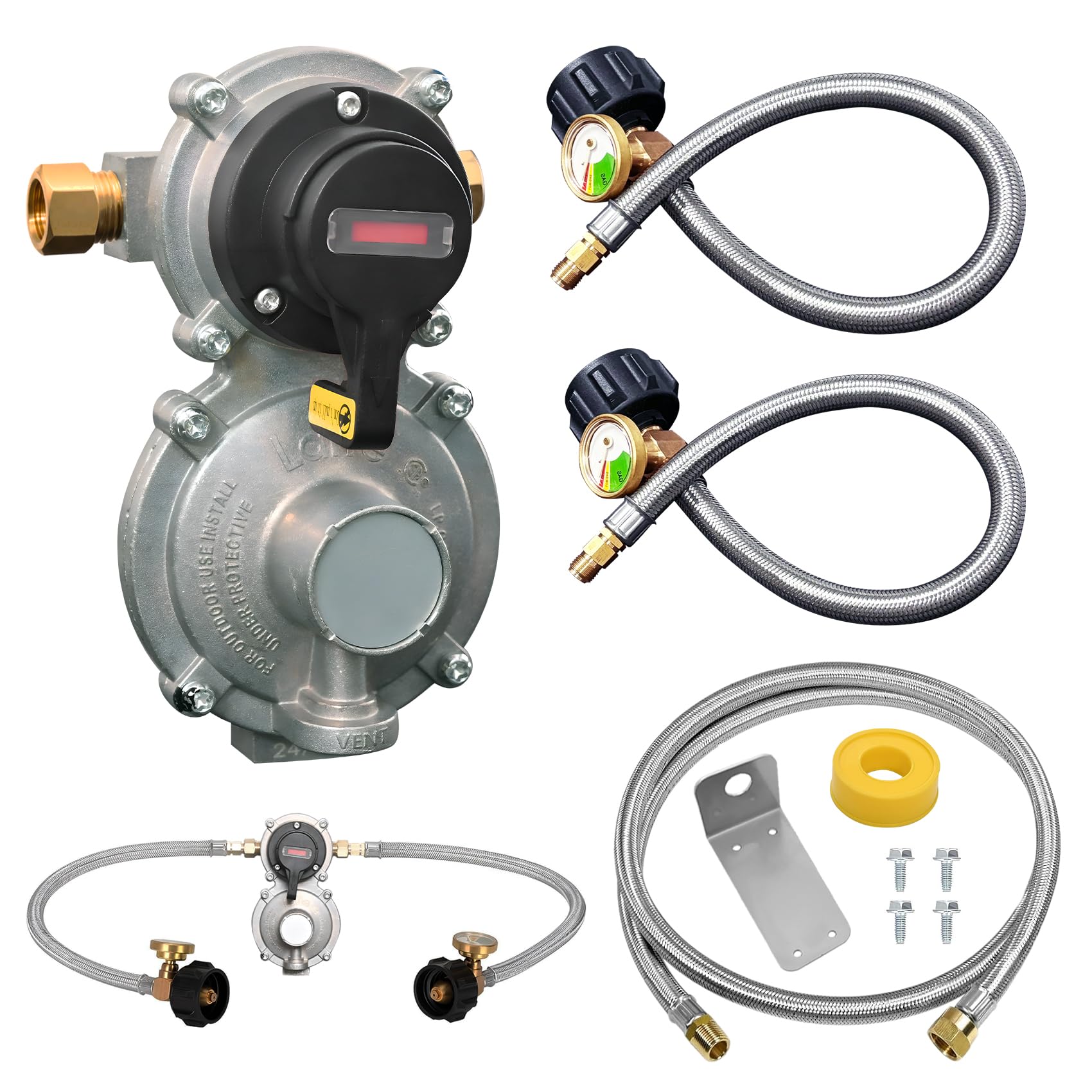 GHAKUTB RV Propane Regulator 2 Tank-2-Stage Auto Changeover - gas supply | Mubboo