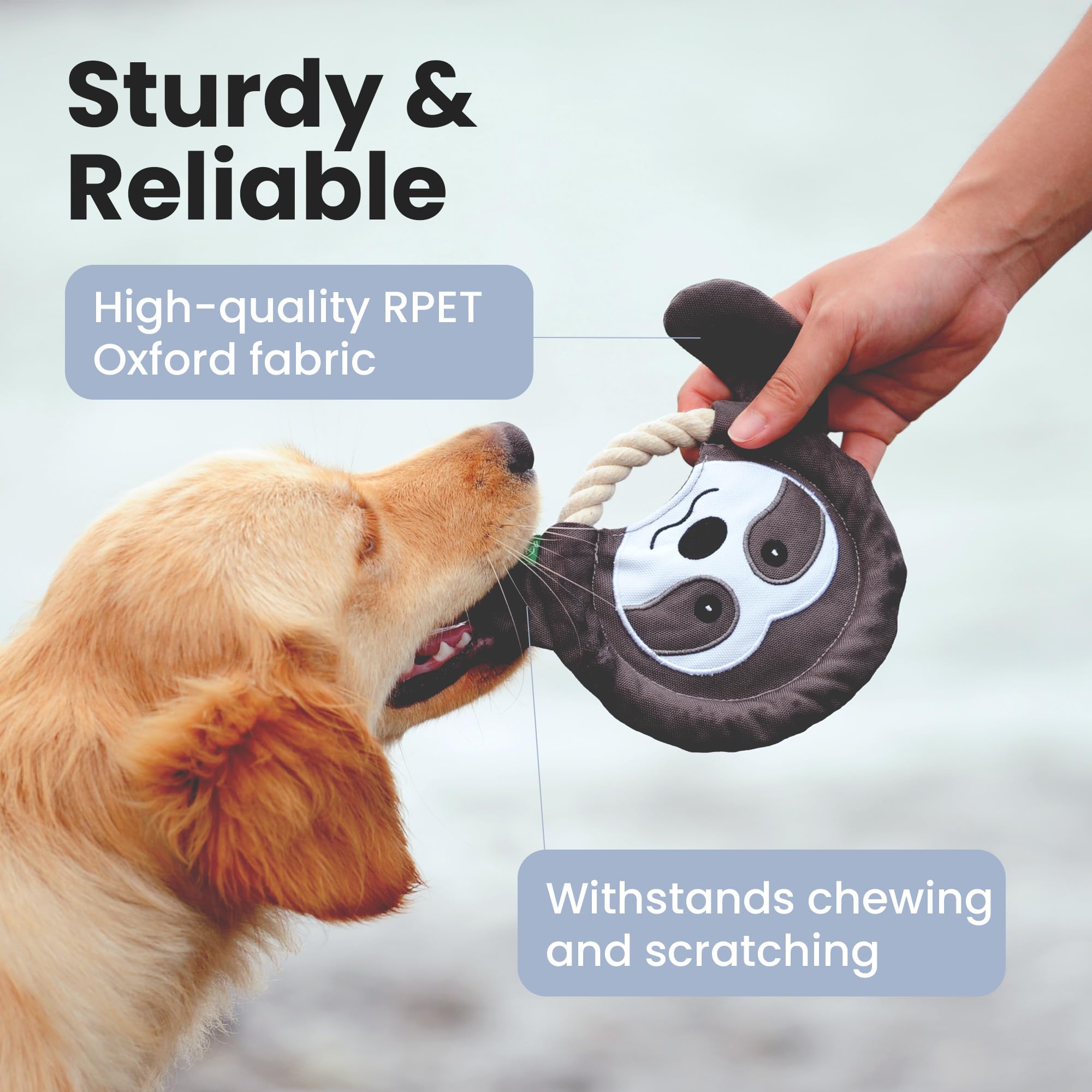 PAWSPIK Juguete de disco volador, material reciclado ecológico, juguete chirriante para perros medianos y grandes, para lanzar y buscar 8.5 pulgadas de diámetro (tigre de masa)