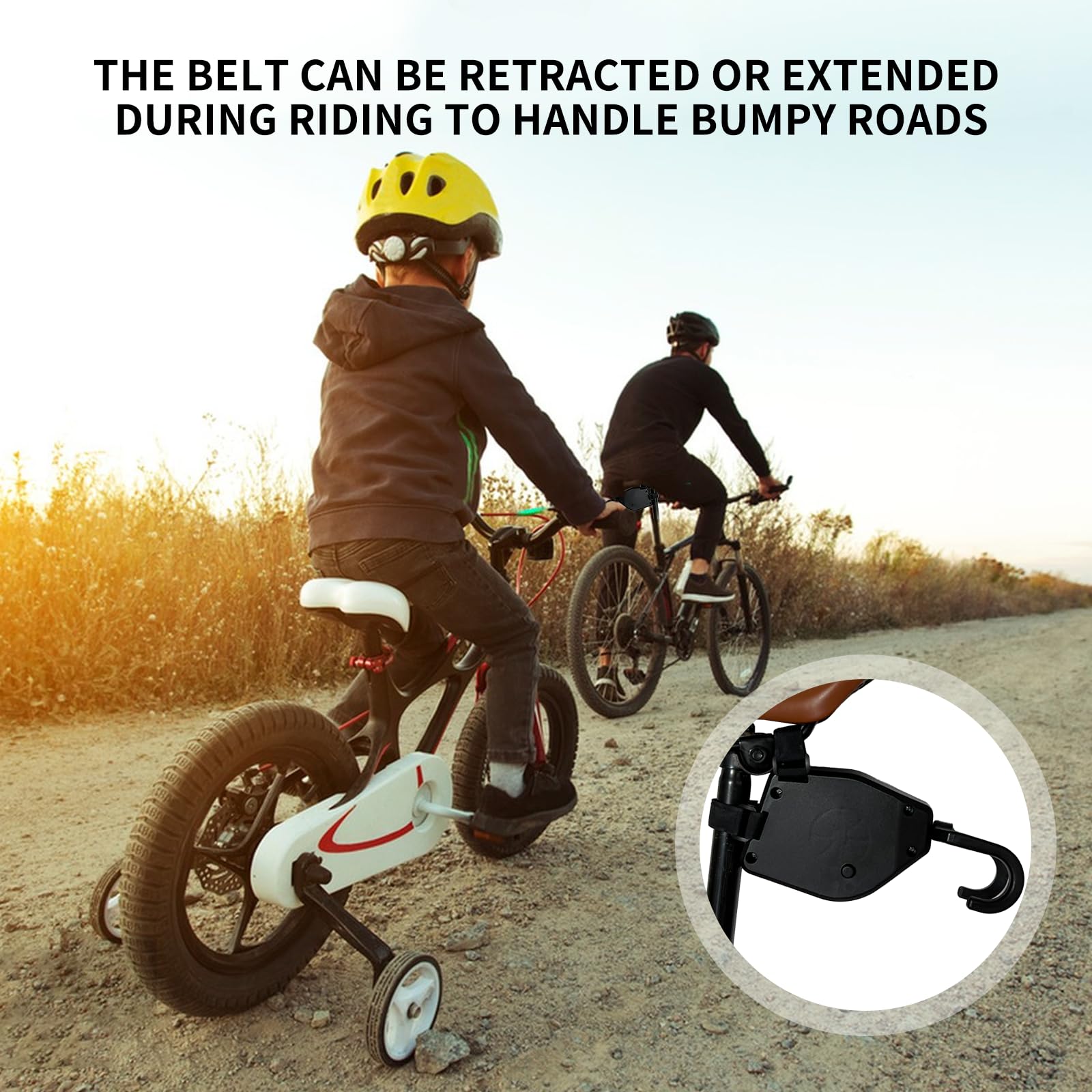 Update - Cuerda de remolque para bicicleta para niños, 2,5 m, retráctil, para padres y niños, sistema de tracción, capacidad de carga de 550 libras, correa elástica para bicicleta de montaña y