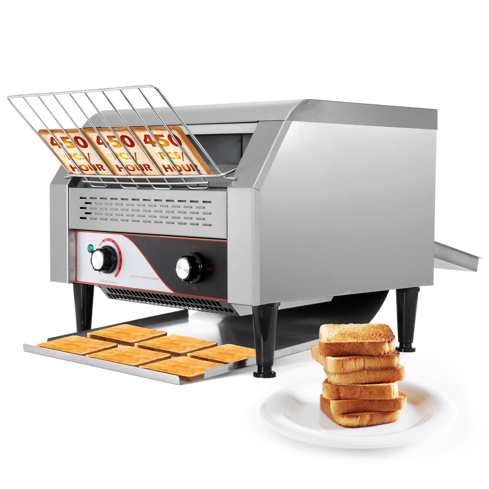 Dyna-Living Commercial Toaster 450 Slices/Hour Commercial Conveyor Toaster for Restaurant 2600W Industrial Toaster Conveyor, Commercial Restaurant Toaster for Bun Bagel Bread