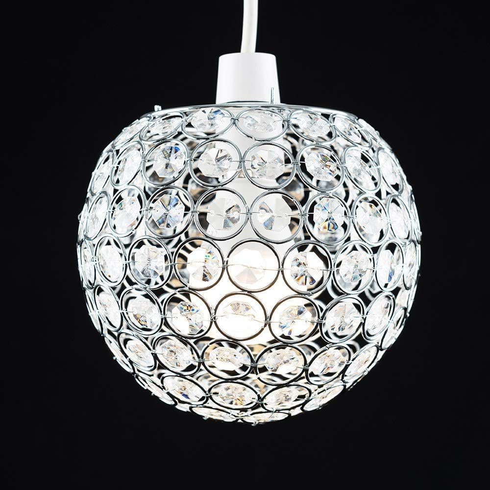 Chandelier Style Ceiling Light Shade Droplet Pendant Acrylic Crystal Bead Luxury (Clear Globe 18CM)