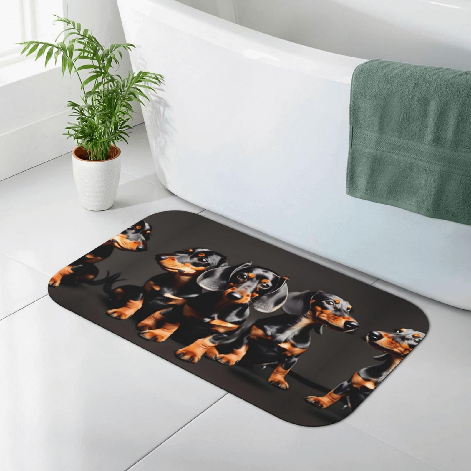 Tapis de bain teckels en terre de diatomée pour éviter les glissades et l'humidité L