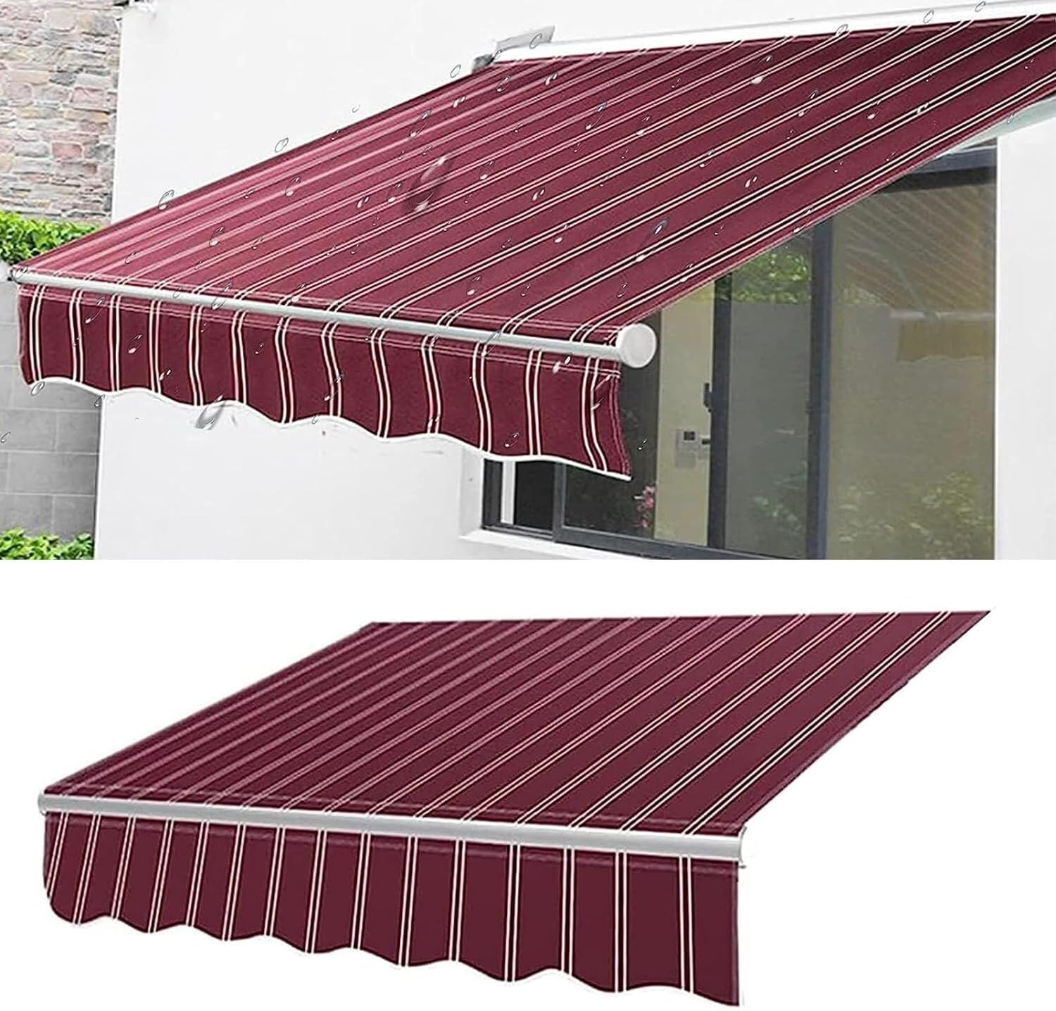 Auvent de patio rétractable ELzEy 6m x 1.5m en polyester imperméable