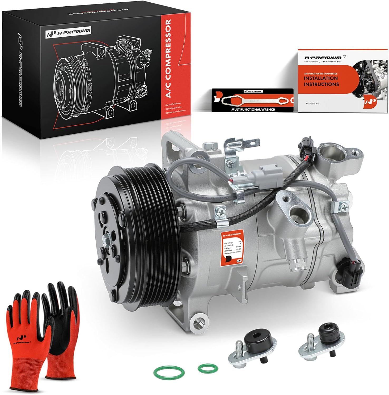 A-Premium Air Conditioner AC Compressor with Clutch Compatible with Infiniti Q50 3.0L 2016-2021, Q50 3.7L 2014-2015, Q60 3.0L 2017-2020