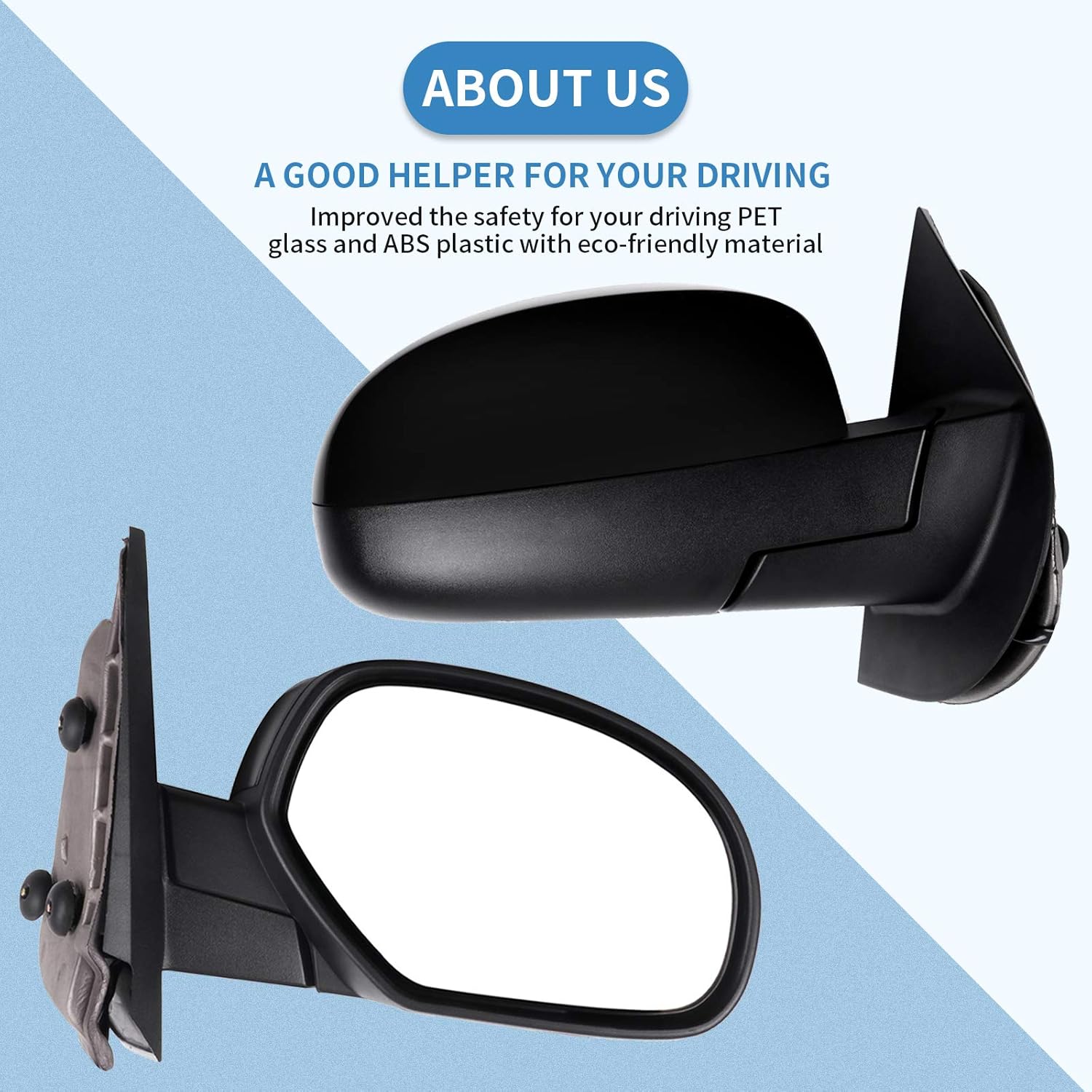 ECCPP Replacement fit for 2007-2013 For Chevy Avalanche 1500，2008 2009 2010 2011 2012 2013 FOR GMC Sierra 1500 Heated Power Black Textured Door Mirror Passenger Side Mirror