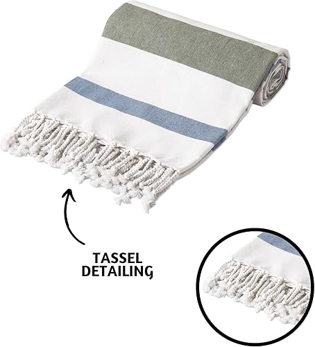 Miniatura 6 de Folkulture Toalla de playa turca para adultos con bolsa de mano de 40 x 72 pulgadas, manta de playa o toallas de playa de gran tamaño, sin arena,