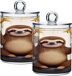 Zhirexin Cute Sloth 2PC Airtight Transparent Glass Storage Jar, Food Storage Container Glass, Can Store Candy, Salt, Coffee Beans, With lid, Easy To Use
