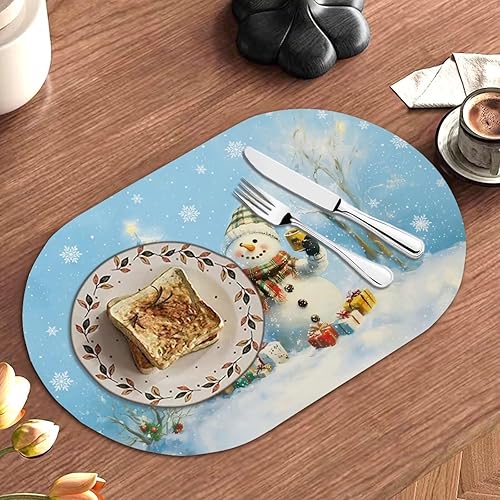 Miniatura 7 de Christmas Place Mats Indoor Set of 2 Snowman Winter Placemats Heat-Resistant Place Mat Easy to Clean Table Mats Foldable Mats Non-Slip for Table