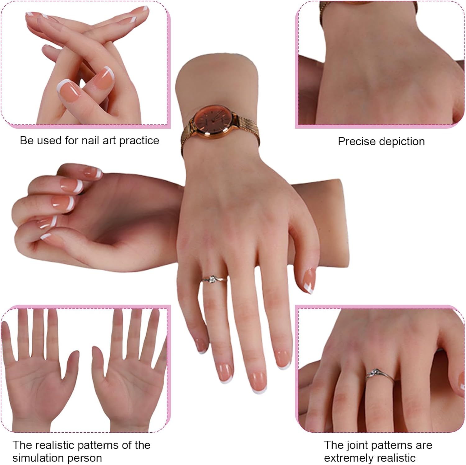 kikookikoo Realistic Silicone Female Hand for Jewelry Shoot, Product Display, Art Reference Halloween Props Nail Art Display Photography Props (Yellow-Without Skeleton-a Pair)