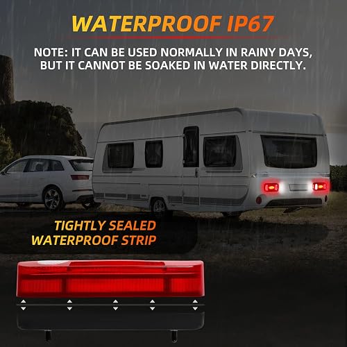 Qiping LED Trailer Lights - 12V-24V Trailer Light Board With 5M Cable, 13 Pins Plug Trailer Lights, IP67 Waterproof LED Tail Light for Trailer Camper Van Trucks Boat | E-Mark E57 - 5