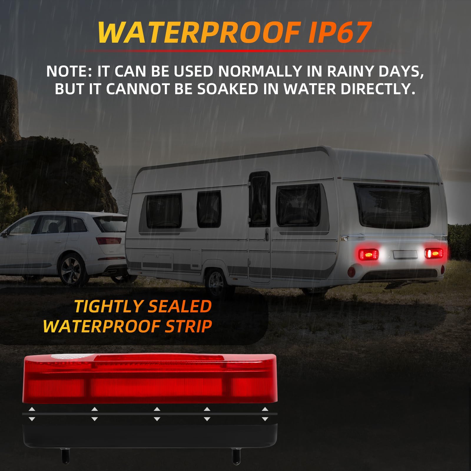 Pilotos Traseros Remolque 12V/24V 7 Funciones con Cableado 5m Enchufe de 13 Pines Luces Remolque Homologado E57 Impermeable IP67 Montaje con Tornillos para Remolque Camión Caravana
