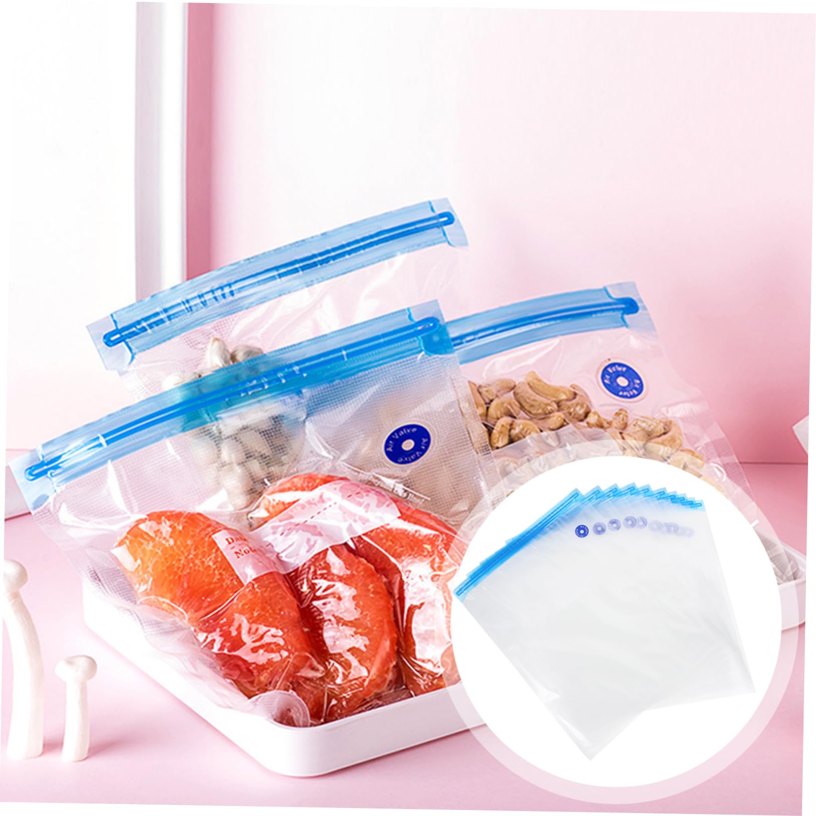BRIGHTFUFU Vacuum Bags 10 Pack Food Storage Vacuum Sealer Bags for Food Preservation Freezable -free