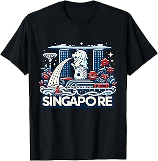 Singapore Marina Bay Sands Gardens by the Bay Merlion Statue T-Shirt