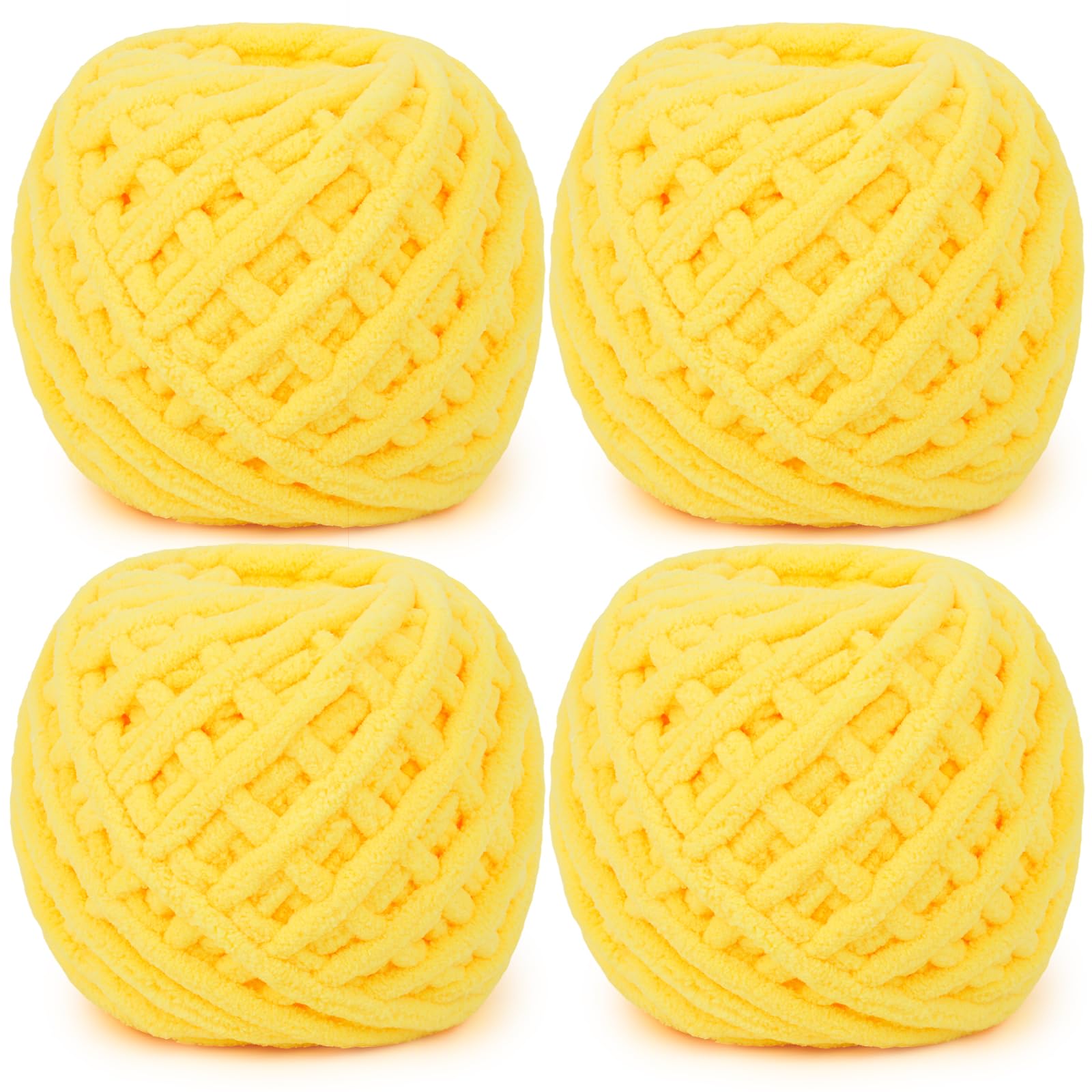 Aeelike Yellow Chunky Knitting Wool - 4 x 100g Soft Thick Chunky Yarn for Hand Knitting - Yellow Thick Yarn for Crochet Blanket, Scarves, Sweaters, Handmade Bags and Plush Projects — image 1