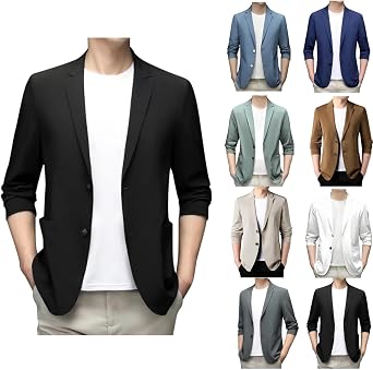 Mens Casual Blazer Suit Jackets Button Lightweight Unlined Sport Coat Spring Summer Suit Casual Stretch Slim Fit