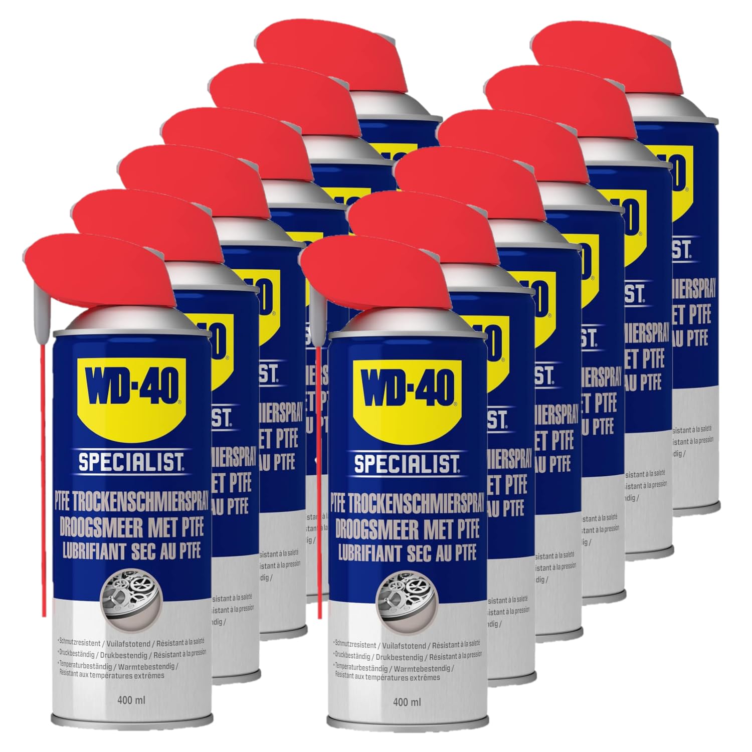 WD-40 Specialist Spray lubrifiant sec PTFE Smart Straw 12 x 400 ml | Spray PTFE
