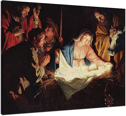 LB Lienzo decorativo para pared, diseño de Cristo Nacimiento de Jesús, Natividad, Virgen María, Cristiana, Religión, sala de estar, dormitorio,