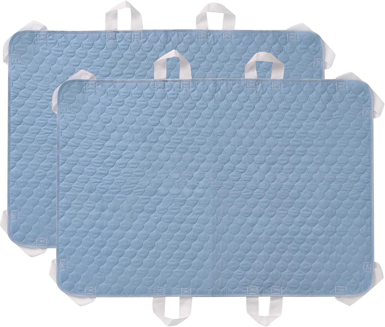 Positioning Bed Pad with 8 Handles, Ultra Absorbent Incontinence Underpad 36”x52” Extra Large Waterproof Reusable Transfer Pad for Adults and Elderly at Home & Hospital (Blue 2 Pack)