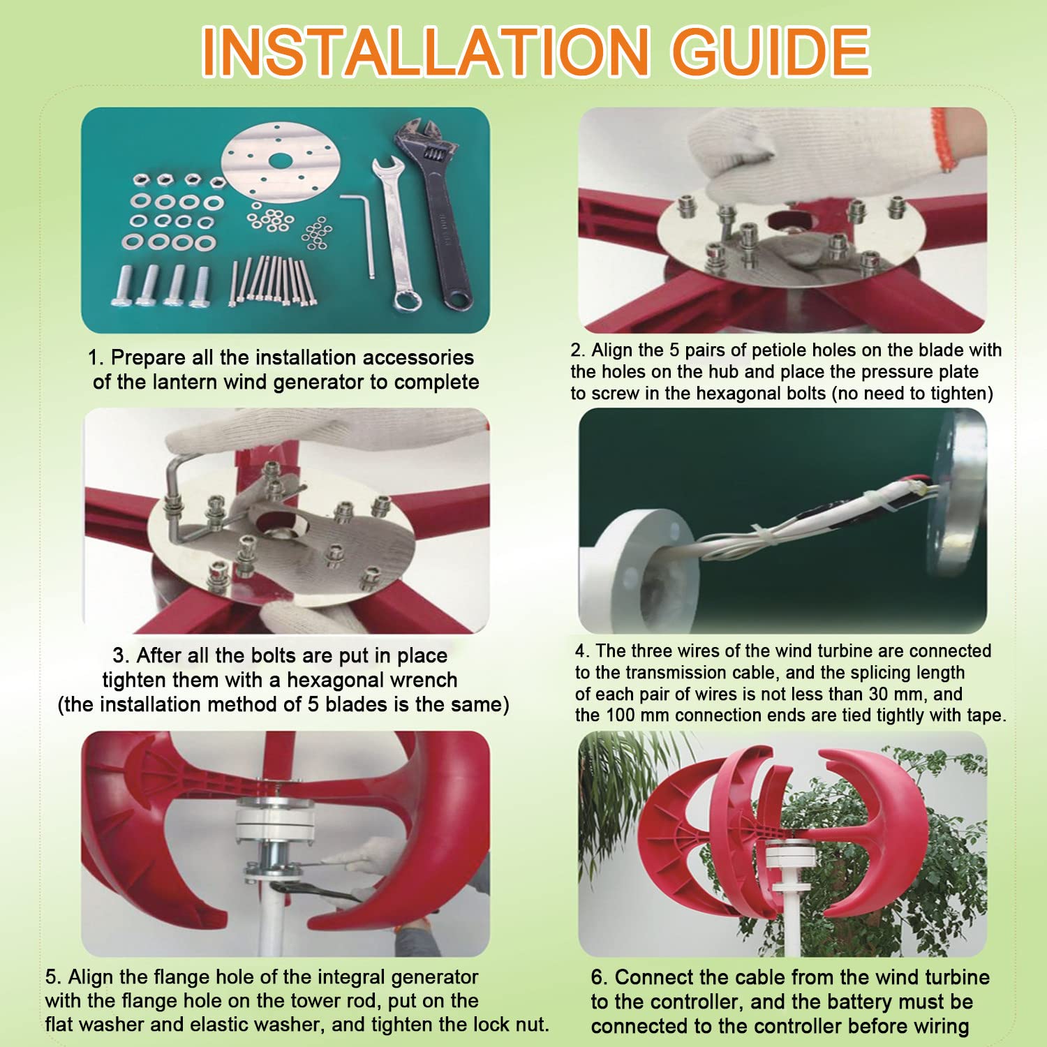 Kit turbina eolica ad asse verticale trifase da 1000 W, kit turbina eolica da 12 V/24 V, generatore eolico ibrido Maglev a 5 pale, regolazione automatica della direzione del vento per terrazza, mari