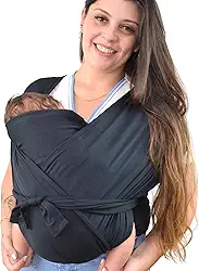 Wrap Sling de Bebê Carregador Canguru de Vestir Little Beni Dry Fit (PRETO, M)