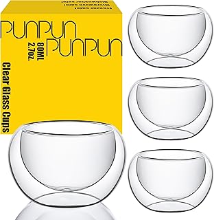 2.7oz. 80ml Double Wall Borosilicate Glass Tea Cups Espresso Cups Heatproof Insulating Teacups glass Set of 4