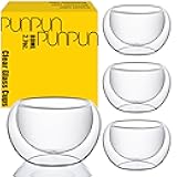 PunPun 2.7oz. 80ml Double Wall Borosilicate Glass Tea Cups Espresso Cups Heatproof Insulating Teacups glass Set of 4
