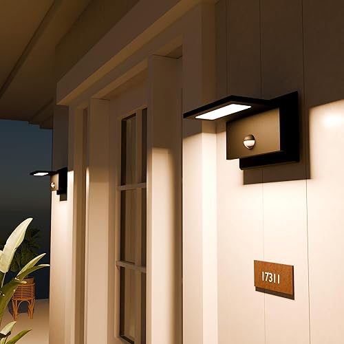 Miniatura 3 de Lámpara de pared negra con sensor de movimiento para exteriores, lámpara de pared LED moderna para puerta delantera, garaje, patio, jardín, paquete